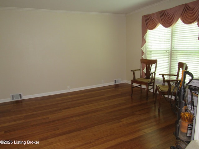 11802 Running Creek Rd, Douglass Hills, KY 40243 - sitting room with dark wood finished floors, ornamental molding, and baseboards