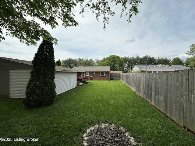 view of yard featuring a fenced backyard