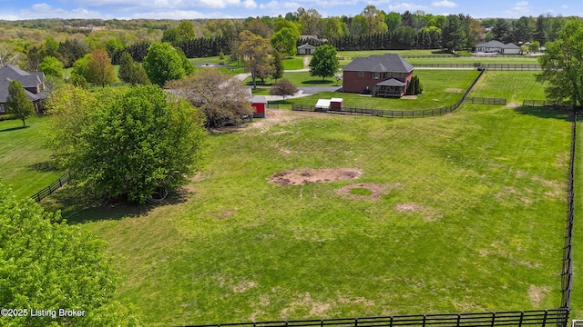 drone / aerial view with a rural view