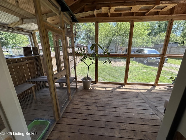wooden terrace with fence and a yard