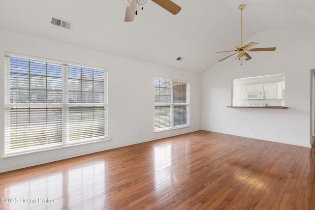 10436 Monticello Forest Cir, Louisville, KY 40299 - unfurnished living room featuring a ceiling fan, wood finished floors, and visible vents