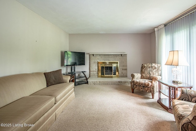 8701 Cottingham Way, Louisville, KY 40258 - living area featuring carpet floors and a glass covered fireplace