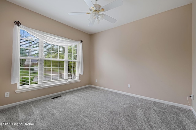 8507 Missionary Ct, Louisville, KY 40291 - empty room with a ceiling fan, baseboards, visible vents, and carpet