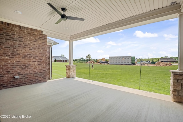 view of patio with a ceiling fan