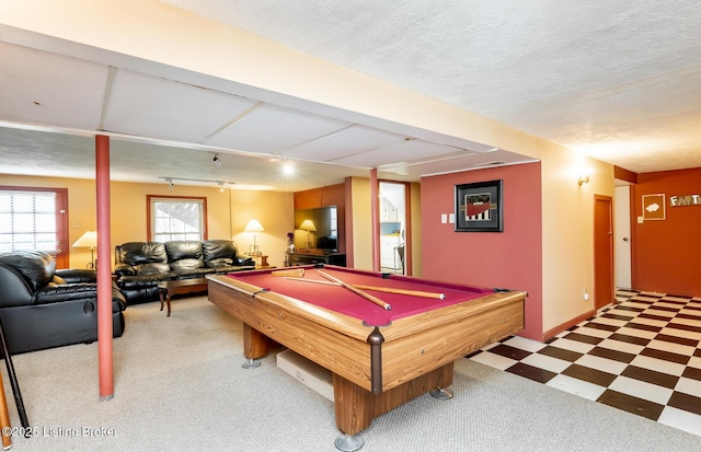 game room with billiards and light floors