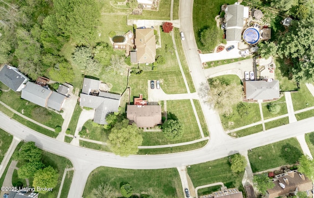 birds eye view of property with a residential view