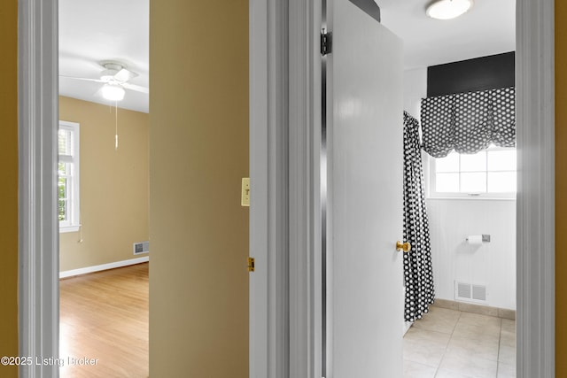 2224 Wynnewood Cir, Louisville, KY 40222 - bathroom with plenty of natural light, baseboards, ceiling fan, and tile patterned floors