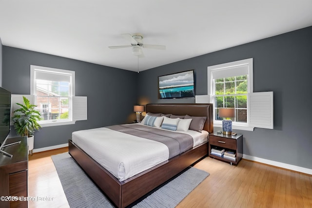 2224 Wynnewood Cir, Louisville, KY 40222 - bedroom featuring baseboards, light wood-style flooring, and ceiling fan