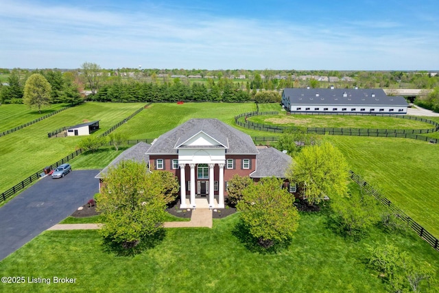 aerial view with a rural view