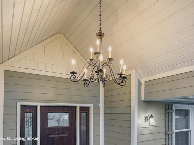 details featuring a notable chandelier