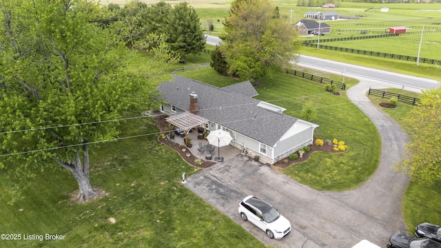drone / aerial view with a rural view