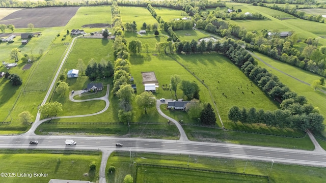 bird's eye view with a rural view