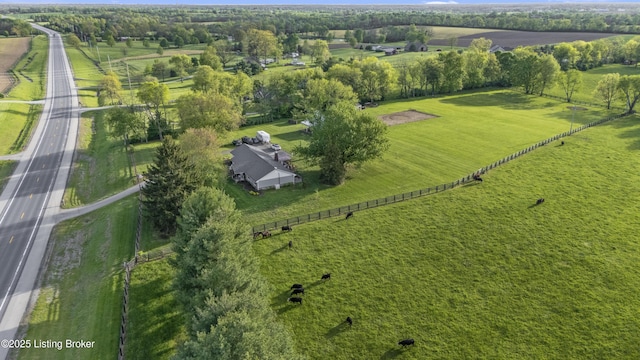 drone / aerial view with a rural view