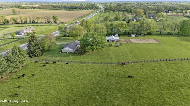 bird's eye view with a rural view