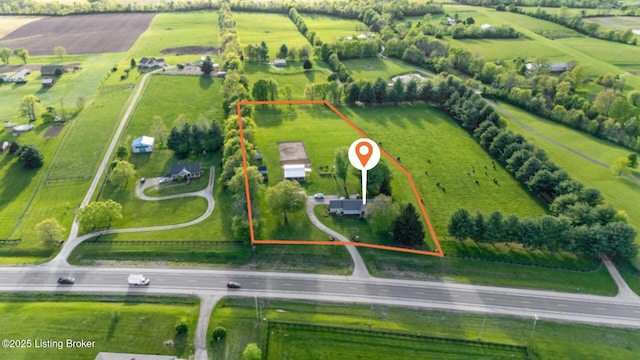 drone / aerial view with a rural view