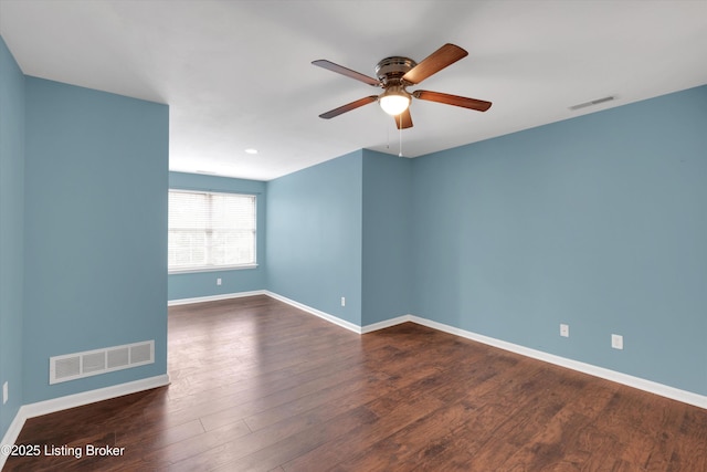 10002 Brownsboro Gardens Cir, Louisville, KY 40241 - unfurnished room with a ceiling fan, baseboards, visible vents, and dark wood-type flooring