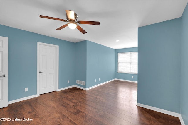 10002 Brownsboro Gardens Cir, Louisville, KY 40241 - empty room with baseboards, a ceiling fan, wood finished floors, and visible vents
