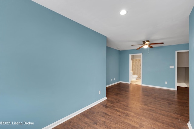 10002 Brownsboro Gardens Cir, Louisville, KY 40241 - unfurnished room with baseboards, a ceiling fan, recessed lighting, and wood finished floors
