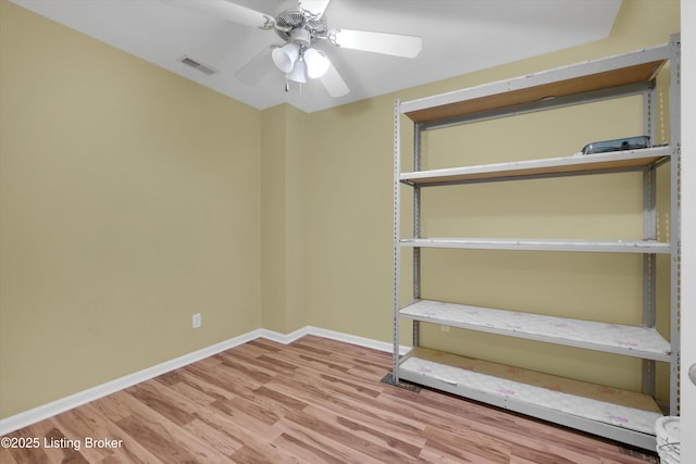 10002 Brownsboro Gardens Cir, Louisville, KY 40241 - interior space with visible vents, baseboards, ceiling fan, and wood finished floors