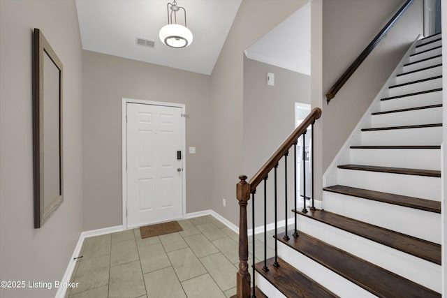 10002 Brownsboro Gardens Cir, Louisville, KY 40241 - entrance foyer featuring stairs, baseboards, and visible vents