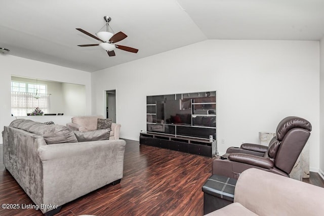 220 Rockcrest Way, Louisville, KY 40245 - living room with a ceiling fan, wood finished floors, and lofted ceiling