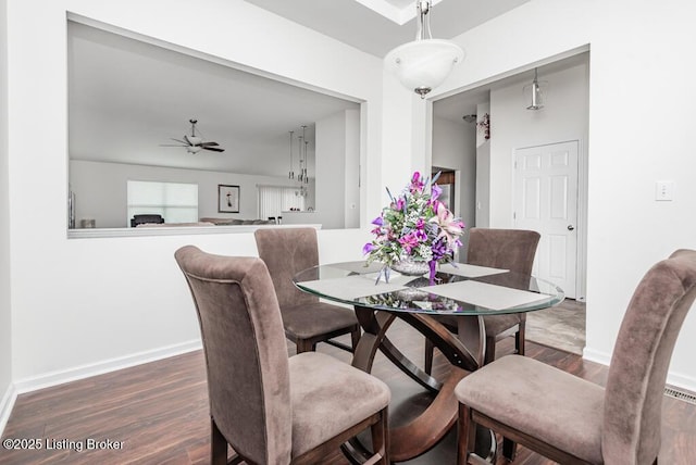 220 Rockcrest Way, Louisville, KY 40245 - dining area featuring wood finished floors, baseboards, and a ceiling fan