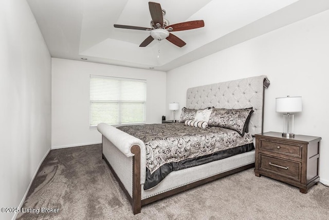 220 Rockcrest Way, Louisville, KY 40245 - bedroom with carpet flooring, baseboards, a raised ceiling, and ceiling fan