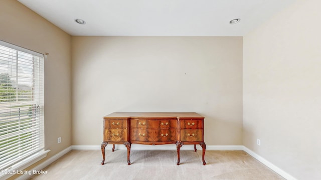 office featuring baseboards and carpet flooring