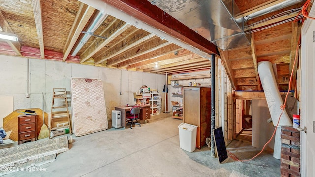 view of unfinished basement