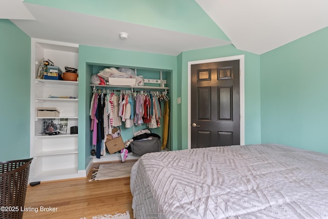 bedroom featuring a closet and wood finished floors