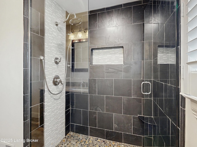 bathroom with a shower stall