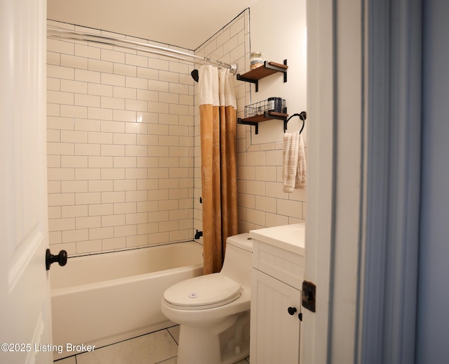 9500 Galene Dr, Louisville, KY 40299 - full bath with tile walls, shower / bathtub combination with curtain, vanity, and toilet