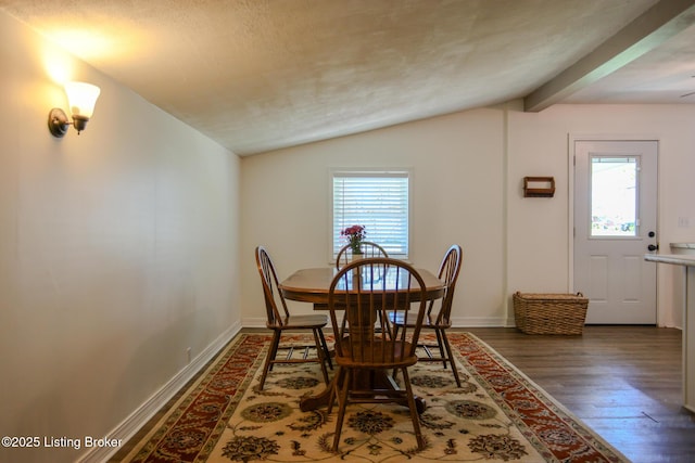 9500 Galene Dr, Louisville, KY 40299 - dining space with a healthy amount of sunlight, baseboards, wood finished floors, and lofted ceiling