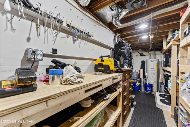 storage room with electric water heater