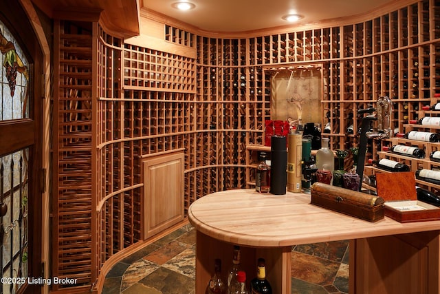wine cellar featuring stone tile floors