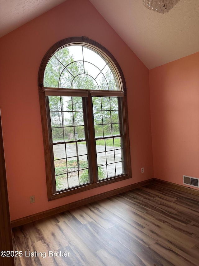 928 Old Nazareth Rd, Bardstown, KY 40004 - unfurnished room with wood finished floors, healthy amount of natural light, lofted ceiling, and baseboards