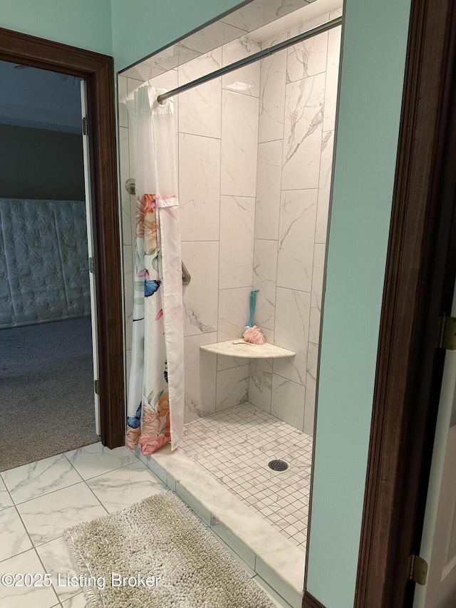 928 Old Nazareth Rd, Bardstown, KY 40004 - full bathroom with marble look tile flooring and a shower stall