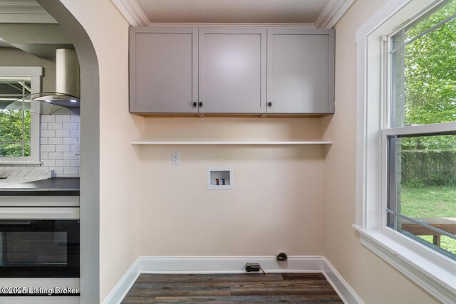 laundry room with baseboards, washer hookup, and a wealth of natural light