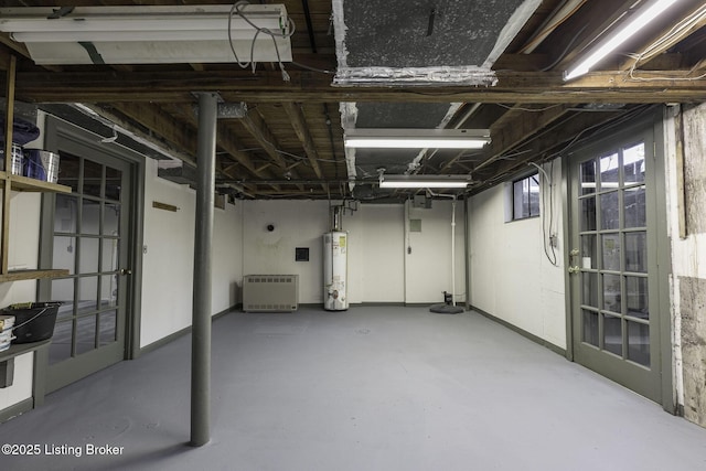 below grade area with water heater