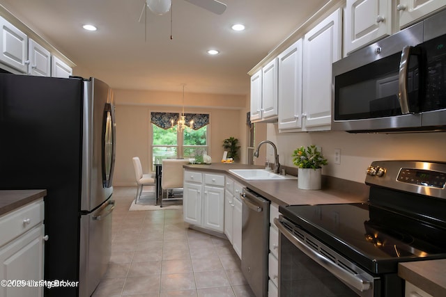 kitchen with white cabinetry, appliances with stainless steel finishes, and a sink