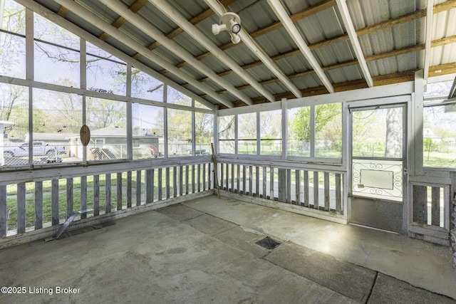 view of unfurnished sunroom