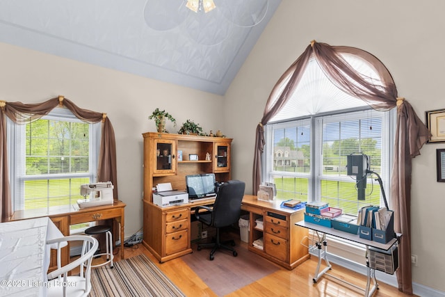 15815 Crystal Valley Way, Louisville, KY 40299 - home office featuring light wood-style flooring and lofted ceiling