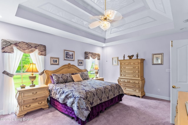 15815 Crystal Valley Way, Louisville, KY 40299 - bedroom featuring a tray ceiling, light carpet, multiple windows, and baseboards