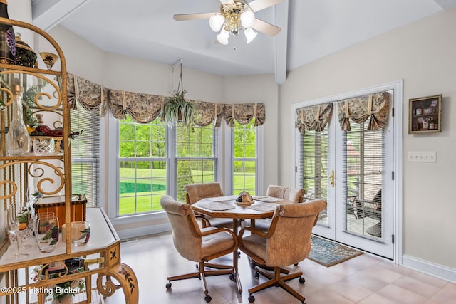 15815 Crystal Valley Way, Louisville, KY 40299 - dining area with ceiling fan, plenty of natural light, and baseboards