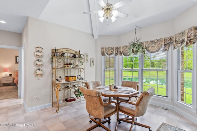 15815 Crystal Valley Way, Louisville, KY 40299 - dining area featuring ceiling fan, baseboards, and light tile patterned floors