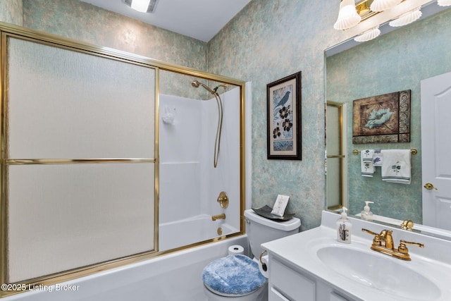 15815 Crystal Valley Way, Louisville, KY 40299 - bathroom featuring vanity, combined bath / shower with glass door, and toilet