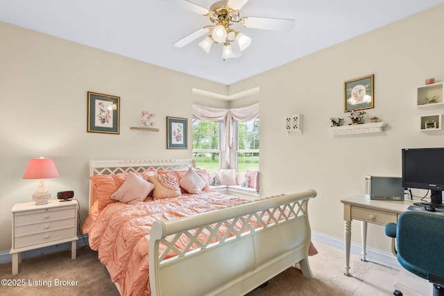15815 Crystal Valley Way, Louisville, KY 40299 - bedroom featuring carpet floors, baseboards, an office area, and a ceiling fan