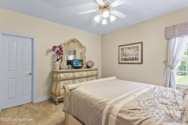 15815 Crystal Valley Way, Louisville, KY 40299 - bedroom with light colored carpet, a ceiling fan, and baseboards