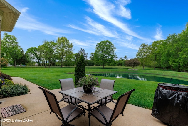 15815 Crystal Valley Way, Louisville, KY 40299 - view of patio with a water view and outdoor dining area