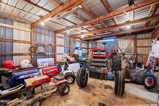 garage featuring metal wall